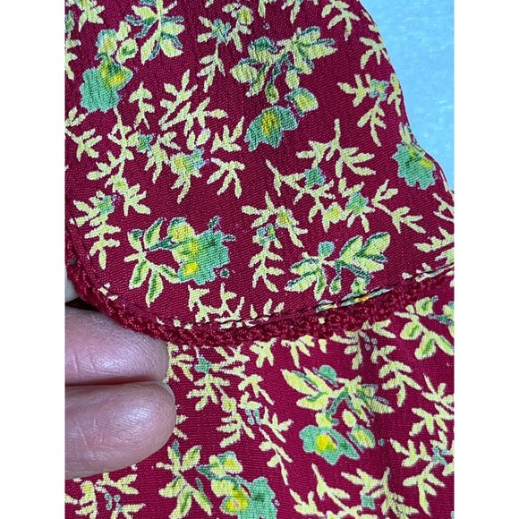 April Cornell Dress Midi Red Shirtdress Ditzy Peter Pan Button Pockets Womens S - Picture 7 of 12